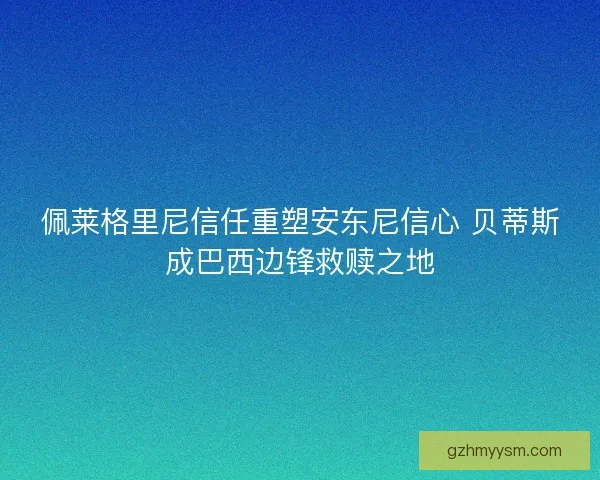 佩莱格里尼信任重塑安东尼信心 贝蒂斯成巴西边锋救赎之地