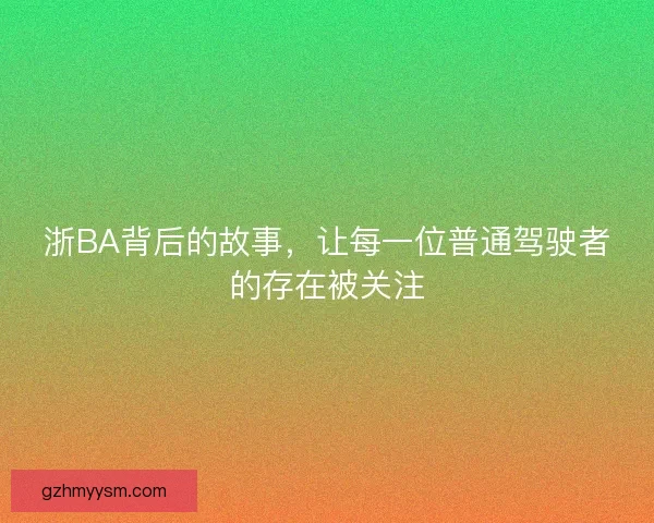 浙BA背后的故事，让每一位普通驾驶者的存在被关注