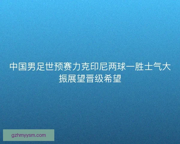 中国男足世预赛力克印尼两球一胜士气大振展望晋级希望