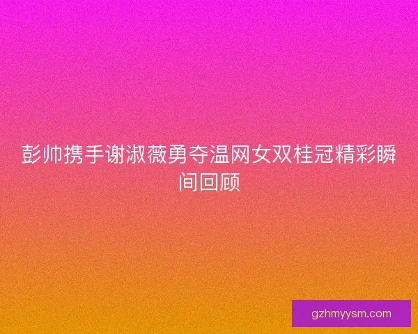 彭帅携手谢淑薇勇夺温网女双桂冠精彩瞬间回顾